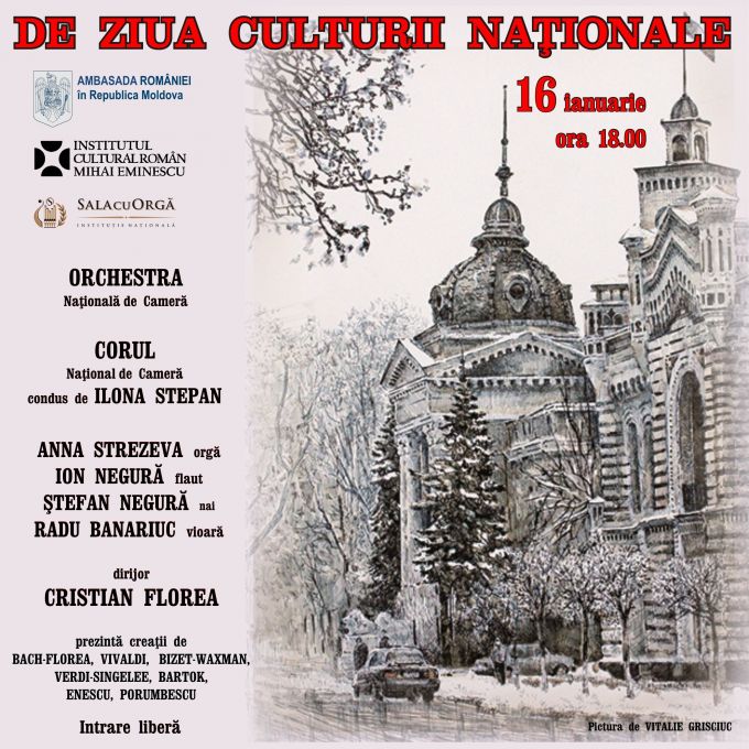Orchestra Naţională de Cameră a Sălii cu Orgă va susţine un concert, de Ziua Culturii Naţionale