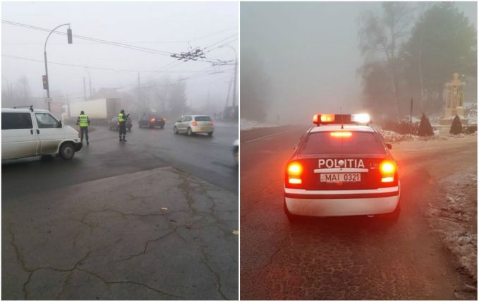 Atenţie, şoferi! Se circulă în condiţii de ceaţă, iar pe alocuri există riscul de formare a poleiului
