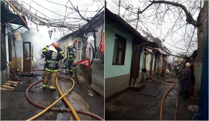 FOTO. Incendiu pe strada Bucureşti din Chişinău. O casă a fost mistuită de flăcări