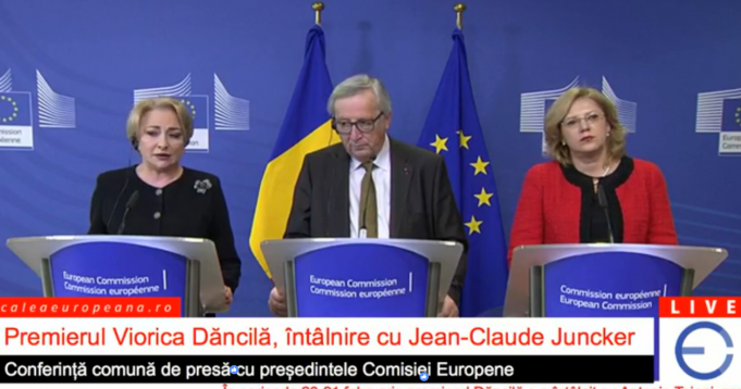 VIDEO. Declaraţiile premierului Viorica Dăncilă după întâlnirea cu preşedintele Comisiei Europene, Jean-Claude Juncker