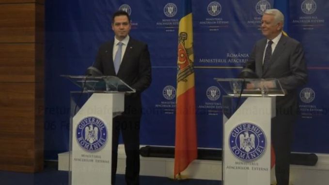 VIDEO. Ministrul Afacerilor Externe şi Integrării Europene a Republicii Moldova, Tudor Ulianovschi, şi omologul român Teodor Meleşcanu susţin o conferinţă de presă