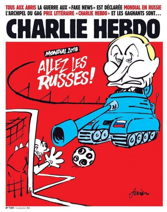 Charlie Hebdo iese cu o nouă caricatură controversată, cu o zi înaintea deschiderii CMF din Rusia