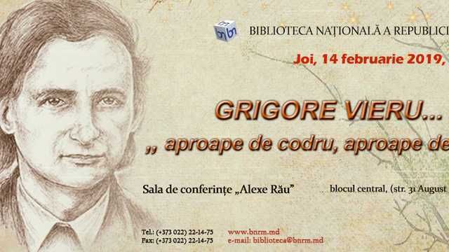 Grigore Vieru va fi omagiat pe 14 februarie la Biblioteca Naţională a Republicii Moldova
