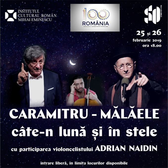 Institutul Cultural Român vă invită la un spectacol de excepţie cu Horaţiu Mălăele şi Ion Caramitru, la Chişinău