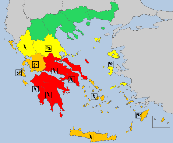 Atenţionare de călătorie în Grecia: În unele zone este anunţat Cod Roşu de vreme nefavorabilă, grindină, furtuni şi vânt puternic