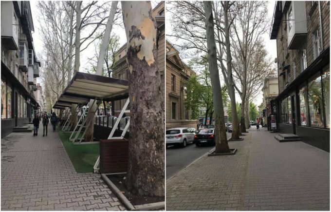 Un agent economic, obligat de autorităţi să-şi demoleze terasa de vară instalată neautorizat pe trotuarul de pe str. Mihai Eminescu