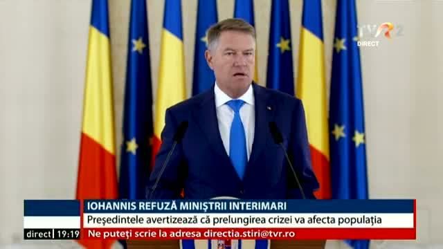 VIDEO. Klaus Iohannis: Resping categoric propunerile de miniştri interimari. Avertizez PSD să pună urgent capăt acestei crize politice