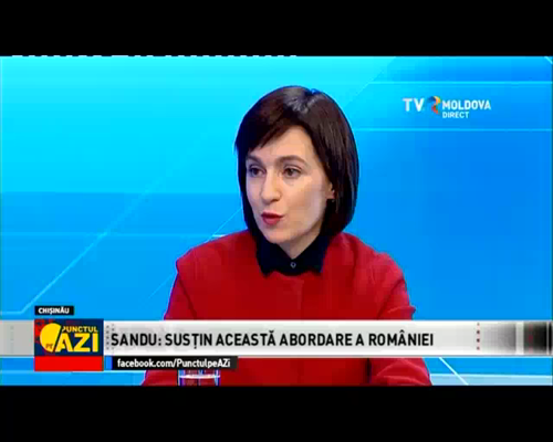 Maia Sandu, la Punctul pe AZi: Susţin abordarea României în ce priveşte schimbarea logicii investiţiilor în Republica Moldova