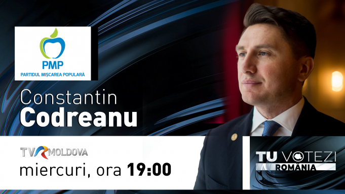 VIDEO. TU VOTEZI ROMÂNIA! Constantin Codreanu, candidatul Partidului Mişcarea Populară (PMP) în studioul TVR de la Chişinău