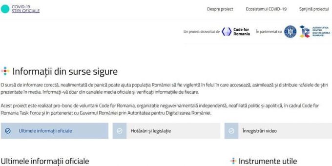 Guvernul României şi Organizaţia Neguvernamentală Code for Romania au lansat platforma online COVID-19 Ştiri Oficiale