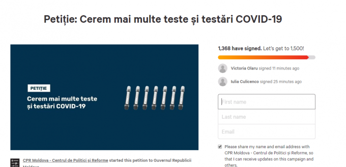 Petiţie online: Autorităţilor li se cere să cumpere mai multe teste