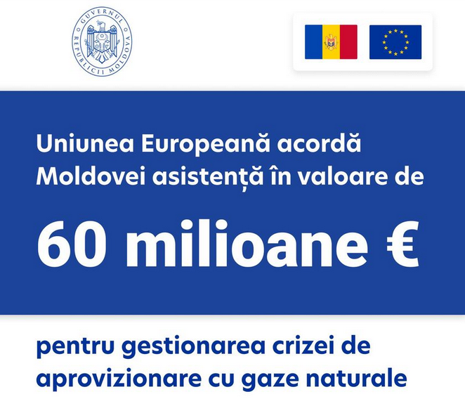 Uniunea Europeană  va oferi 60 de milioane de euro R. Moldova pentru gestionarea crizei din sectorul energetic