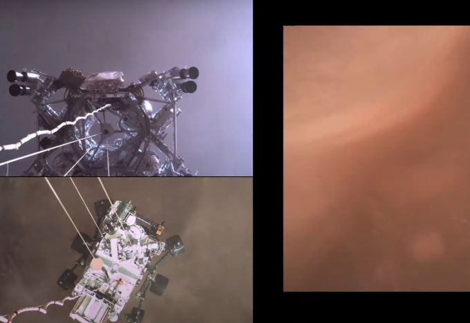 VIDEO. NASA a publicat prima înregistrare video ce prezintă coborârea roverului Perseverance pe planeta Marte