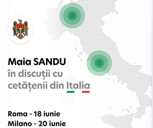 Maia Sandu anunţă două întâlniri cu diaspora, în cadrul vizitei sale în Italia. Ce trebuie să facă cei care îşi doresc să participe la discuţii
