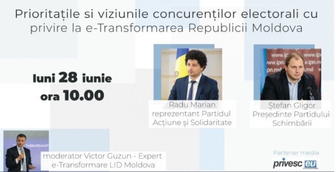 VIDEO. e-transformarea Republicii Moldova. Discuţii cu candidaţii la alegerile parlamentare. Candidaţii: Radu Marian (Partidul Acţiune şi Solidaritate) şi Ştefan Gligor (Partidul Schimbării)