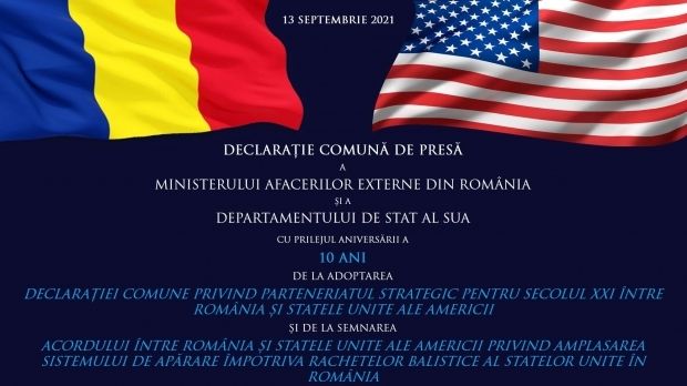 România şi SUA vor întâmpina provocările viitorului împreună, ca prieteni şi aliaţi (declaraţie comună a MAE român şi a Departamentului de Stat din SUA)