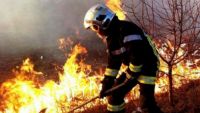 Incendiu la Sângera: Un teren cu vegetaţie uscată, cuprins de flăcări