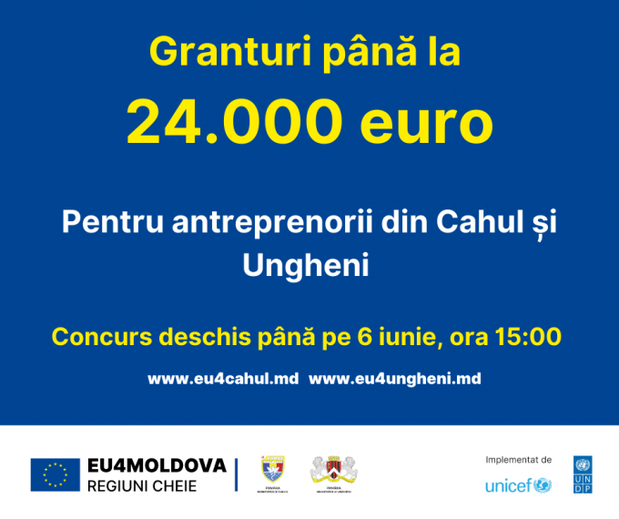 Uniunea Europeană lansează un nou apel de granturi pentru antreprenorii din regiunile Ungheni şi Cahul
